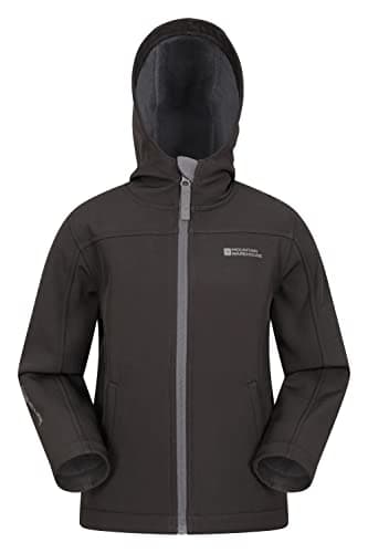 Mountain Warehouse Exodus Kids Softshell Jacket With Hood -Girls Boys Black Kids 11-12 Yrs (140-152 cm) — view 2