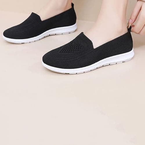 Women's Mesh Walking Shoes Summer Breathable Soft Arch Support Walking Anti-Skid Sports Shoes Black — view 8