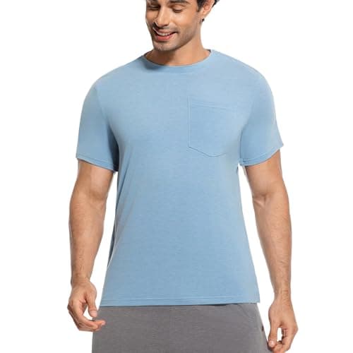 RefindWin Mens Post Shoulder Surgery Shirt Short Sleeve Tear Away Shirts Adaptive Clothing Men Chemo Port Shirts Blue XL — view 5