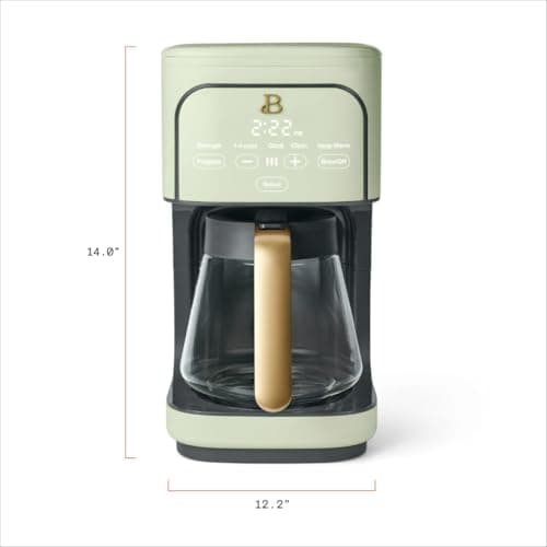 12 Cup Programmable Coffee Maker, 24 Hour Auto Brew, Touch Display, Bold Strength Control, Glass Carafe, Reusable Filter, Auto Shut Off (Sage Green) — view 7