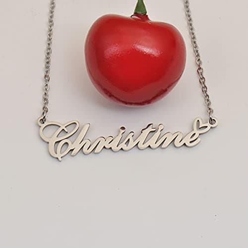 HUAN XUN Riley Name Necklace with Heart Silver Stainless Steel Initial Pendant Gifts Custom Name Necklaces for Women — view 2