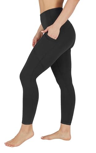 90 Degree By Reflex Power Flex Yoga Pants - High Waist Squat Proof Ankle Leggings With Pockets for Women - Black - Medium