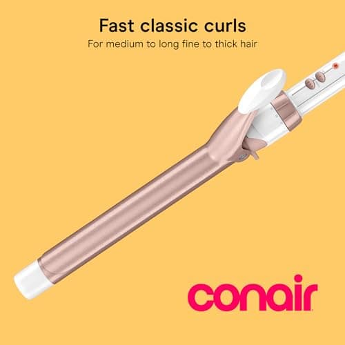 Conair Double Ceramic Long Barrel 1-Inch Curling Iron, 1.0" Barrel Produces Classic Curls – for use on Medium and Long Hair, Hair Curler