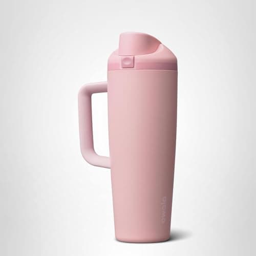 Owala FreeSip Tumbler Insulated Stainless Steel Water Bottle with Built-in Straw and Side Handle, For Travel, Work, School, and Sports, 30oz, BPA Free, Leak Proof, Rose Quartz — view 6