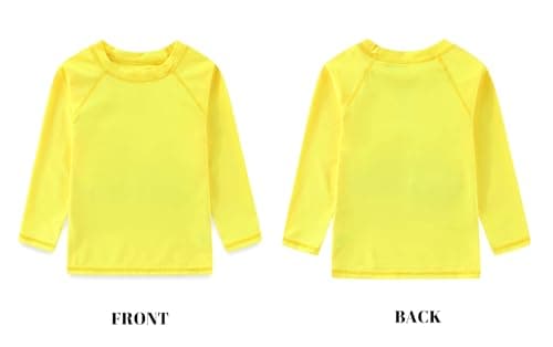 Winzik Boys Rash Guard Long Sleeve Swim Shirt Kids Boys’ Girls’ UPF 50+ Sun Protection Quick Drying Yellow Shirts 3-14Y(3-4T, Long Sleeve Yellow) — view 3