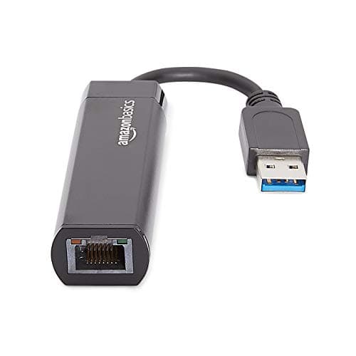 Amazon Basics USB 3.0 to 10/100/1000 Gigabit Ethernet Internet Adapter, Compatible with Windows and macOS, Black — view 2