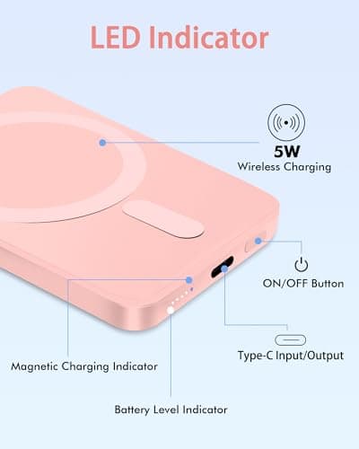 Miady Magnetic Portable Charger Power Bank for iPhone 5000mAh — view 4