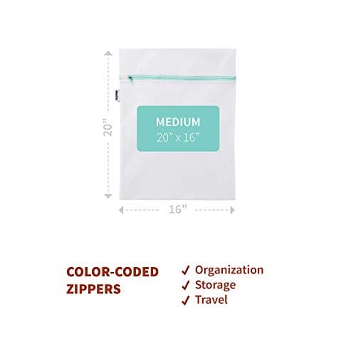 Mamlyn 2 Medium Mesh Laundry Bag for Delicates mesh Fabric with Colored Zippers, Wash Bags for Delicates, Socks Underwear Hosiery Stockings Bras Lingerie — view 4