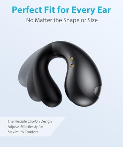 Boytond Ultra Open Ear Earbuds - Comfortable Clip-On Bone Conduction Earbuds, Over-The-Ear Open Headphones with Waterproof Build for Running, Gym Workouts, and Outdoor Sports, Onyx Black — view 2