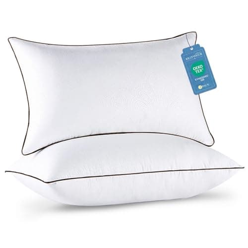 JOLLYVOGUE Pillows Standard Size Set of 2, Cooling and Firm Pillows with Oeko-Tex Certified Down Alternative Filling for Side, Back, and Stomach Sleepers, Hotel Collection