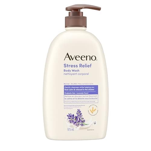 Aveeno Stress Relief Body Wash, Lavender Scent with Nourishing Prebiotic Oat, Sensitive Skin Body Wash for Normal to Dry Skin, Paraben-, Dye-, and Soap-Free, Value Size 975 mL — view 3