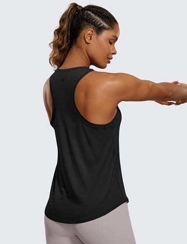 CRZ YOGA Womens Pima Cotton Racerback Workout Tank Tops Lightweight Loose Sleeveless Tops Athletic Gym Shirts Black Medium