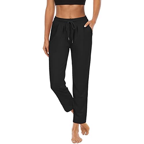 Lounge Pants for Women High Waist Straight Leg Yoga Joggers Lightweight Casual Athletic Workout Trousers with Pockets Sweatpants For Women Black XL — view 4