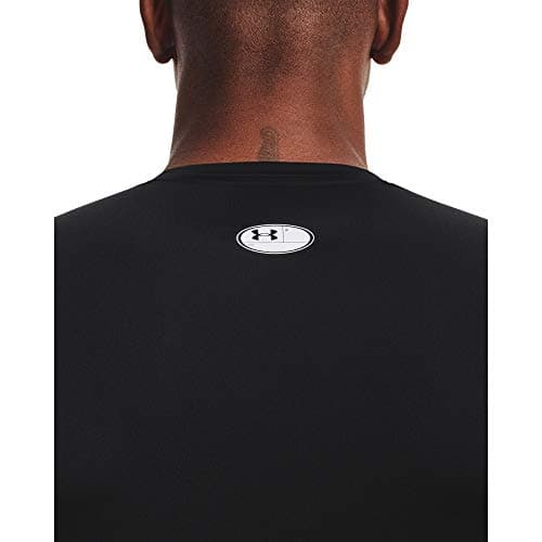 Under Armour mens Armour Heatgear Compression Short-sleeve T-shirt , Black (001)/White , Small — view 4