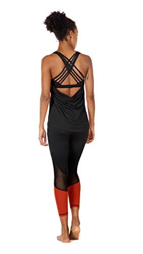 icyzone Yoga Tops Workouts Clothes Activewear Built in Bra Tank Tops for Women (M, Black) — view 3