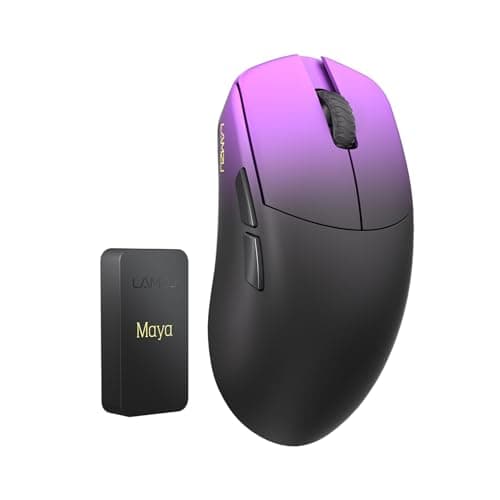 Lamzu Maya Champion Edition Wireless Gaming Mouse, Ultra-Lightweight 45g, Optical Switch, Golden TTC Dust-Proof Encoder, Pixart PAW 3950 IC, 8K Compatible, Compatible with PC/Mac (Purple Shadow) — view 3