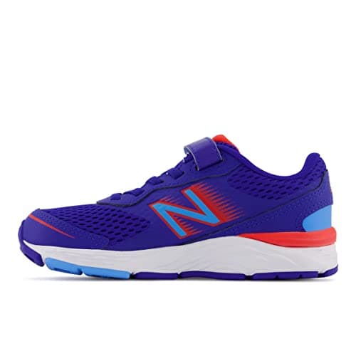 New Balance Kid's 680 V6 Hook and Loop Running Shoe, Infinity Blue/Neo Flame/Vibrant Sky, 5.5 Wide Toddler — view 2
