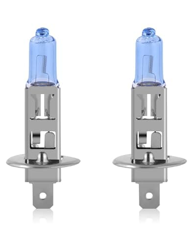 NEWBROWN H1 Headlight Bulb H1 Halogen Headlight Bulb 5000K Super White Light Long Life Replacement P14.5S 12V/55W (H1, 2 Pack)