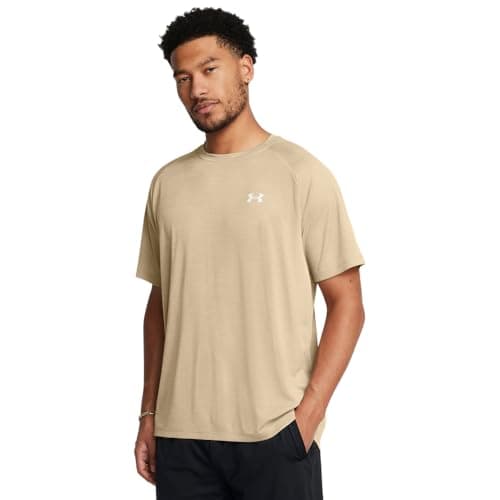 Under Armour Men's Tech Textured Short Sleeve T Shirt, (300) City Khaki / / White, X-Large