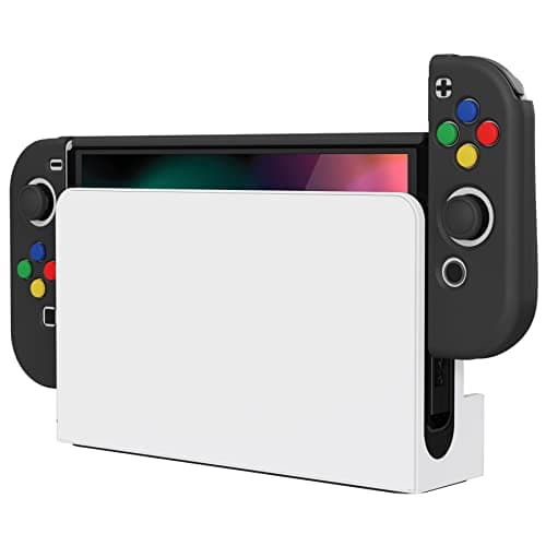 PlayVital AlterGrips Protective Slim Case for Nintendo Switch OLED, Ergonomic Grip Cover for Joycon, Dockable Hard Shell for Switch OLED w/Thumb Grip Caps & Button Caps - Black — view 5