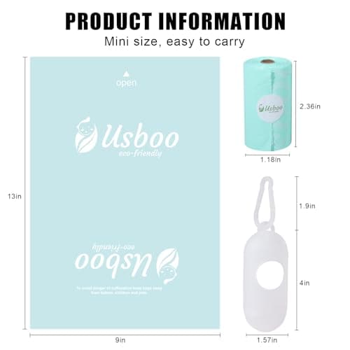 USBOO Scented Disposable Diaper Bags, 8 Rolls / 120 Bags, Blue — view 3