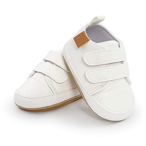 BABSMULY Baby Boys Girls Shoes Non-Slip Rubber Sole High-Top PU Leather Sneakers Infant First Walking Shoes Toddler Crib Shoes Newborn Loafers Flats.(White, 3-6 Months) — view 5