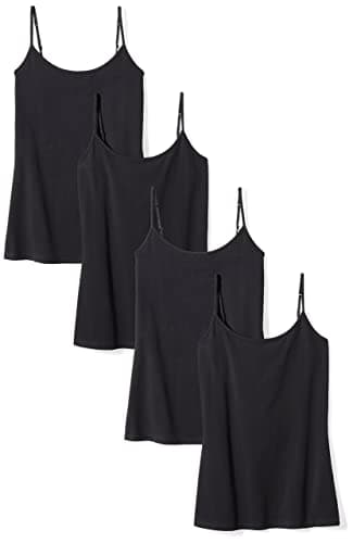 Amazon Essentials Women's 4-Pack Slim-Fit Camisole, Black, Large