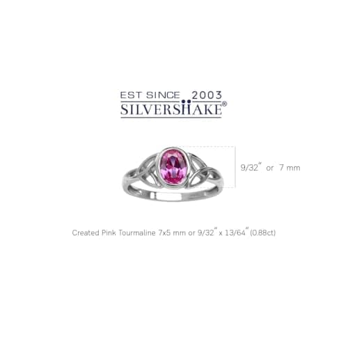 Silvershake Created Pink Tourmaline White Gold Plated 925 Sterling Silver Triquetra Celtic Knot Ring Size 4.5 — view 2