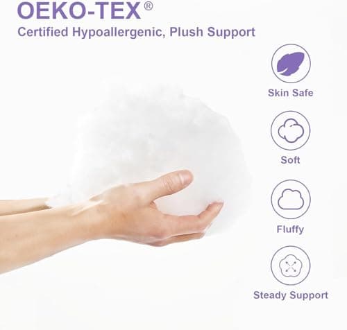 Wuuyuef 24 x 24 Pillow Inserts Set of 1 – Hypoallergenic Square Pillow Inserts, Oeko-TEX Certified Virgin Fiber Filling, Machine Washable — view 3