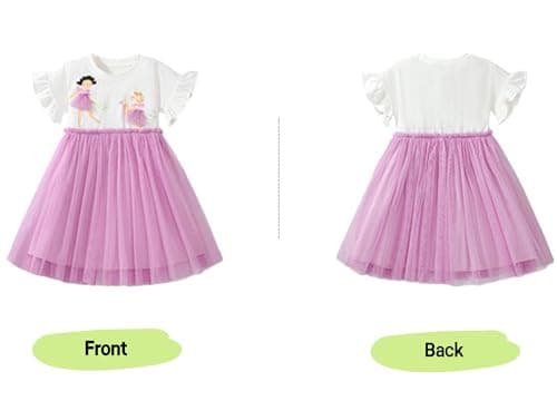 Winzik Girls Dress, Toddler Summer Short Sleeve Cotton Casual Dresses Clothes 18M-7Y(6-7 Years, Tulle White Girls) — view 6