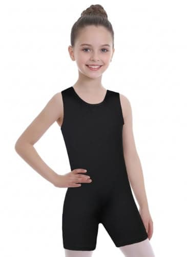 EQSJIU Girls Dance Leotards Shorts Cute Lovely Will Not Fade for Gymnastics Dance Ballet Biketards Black Dance Leotard Girls 7-8 Years