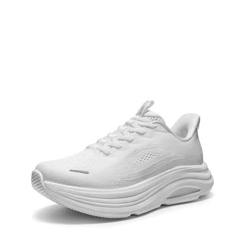 ALLSWIFIT Women's Slip On Walking Shoes Running Sneakers,White,8.5