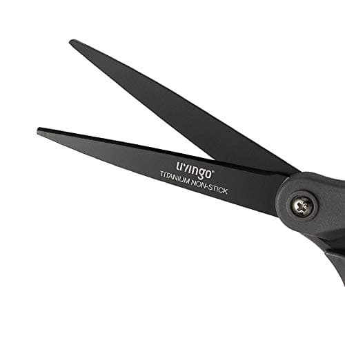 LIVINGO 2 Pack 8" Titanium Non-Stick Scissors, Professional Stainless Steel Comfort Grip, All-Purpose, Straight Office Craft Scissors for Tape, Paper, Cardboard(Green/Yellow) — view 2