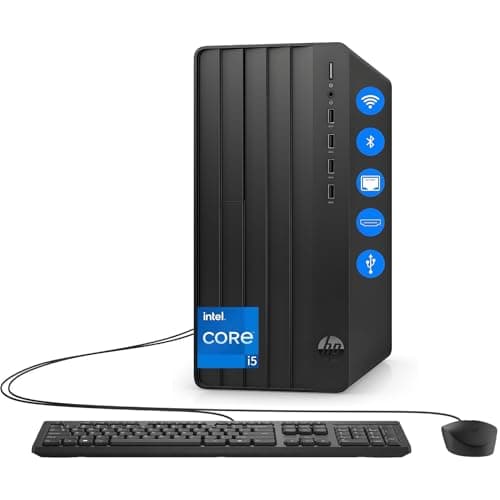 HP Desktop Computer Tower PC | Intel 6-Core i5-12500 | 8GB RAM + 512GB PCIe SSD | Complete Setup with WiFi, Bluetooth, Keyboard & Mouse | Windows 11 Home| Ideal for Home Office, Business & Student