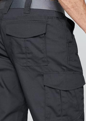 SPOSULEI Cargo Work Pants for Men Ripstop Tactical Pants Lightweight Water Resistant EDC Hiking Carpenter Hunting Pants with Multi Pockets Black 32Wx32L — view 2