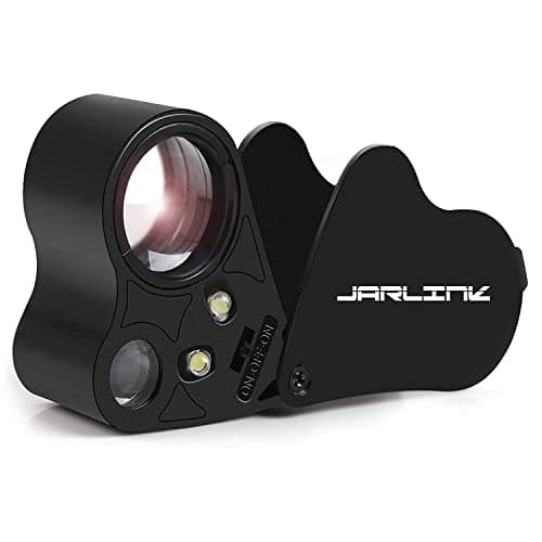 JARLINK 30X 60X Illuminated Magnifying Jewelers Loupe, Foldable Jewelry Magnifier with Bright LED Light for Gems, Jewelry, Coins, Stamps, etc
