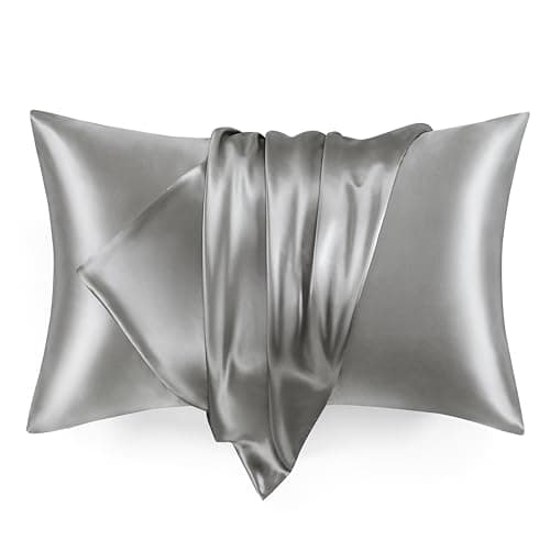 Love's cabin Satin Pillowcase for Hair and Skin (Dark Gray, 20x30 inches) Similar to Silk Pillow Cases, Pillow Cases Queen Size Set of 2 - Satin Cooling Pillow Covers with Envelope Closure