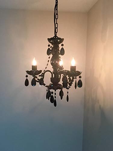 The Original Gypsy Color 3 Light Mini Plug-in Black Chandelier for H17" W12", Black Metal Frame with Black Acrylic Crystals — view 3