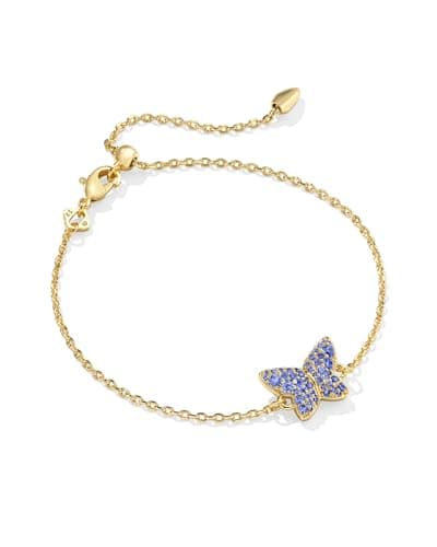 Kendra Scott 14k Gold-Plated Lillia Crystal Delicate Bracelet in Blue Crystal, Fashion Jewelry for Women
