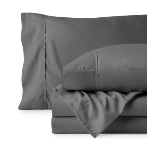 Bare Home Queen Sheet Set - 1800 Ultra-Soft Microfiber Queen Bed Sheets - Double Brushed - Queen Sheets Set - Deep Pocket - Bedding Sheets & Pillowcases (Queen, Grey) — view 7
