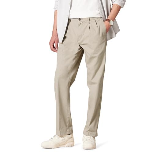Amazon Essentials Men's Classic-Fit Wrinkle-Resistant Pleated Chino Pant, Khaki, 38W x 30L