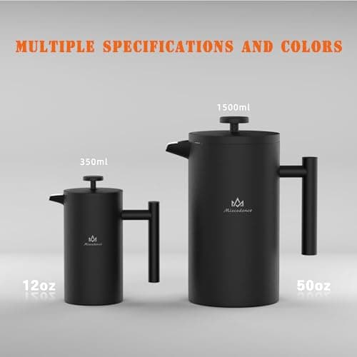 Miscedence French Press Coffee Maker, 4-Layer Filtration, Double Wall 304 Stainless Steel Coffee Press, Heat Resistant Rust-Proof, Multi-Use for Coffee Tea Espresso Home Office Travel — view 5