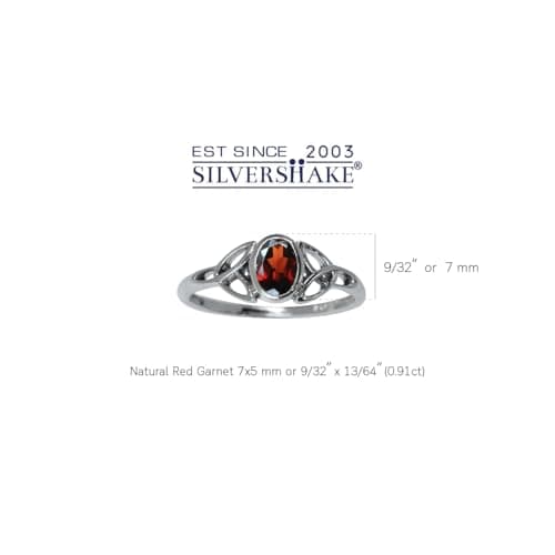 Silvershake Natural Garnet White Gold Plated 925 Sterling Silver Triquetra Celtic Knot Ring Size 4 — view 2