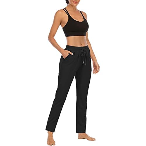 Lounge Pants for Women High Waist Straight Leg Yoga Joggers Lightweight Casual Athletic Workout Trousers with Pockets Sweatpants For Women Black XL — view 6