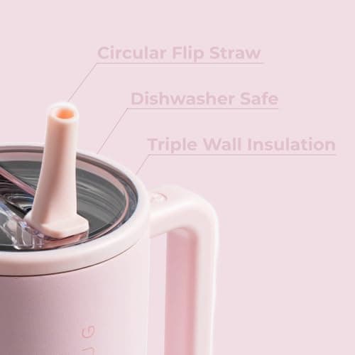 HydroJug Traveler 32oz, Insulated Tumbler with Handle & Straw, Pink Sand — view 2