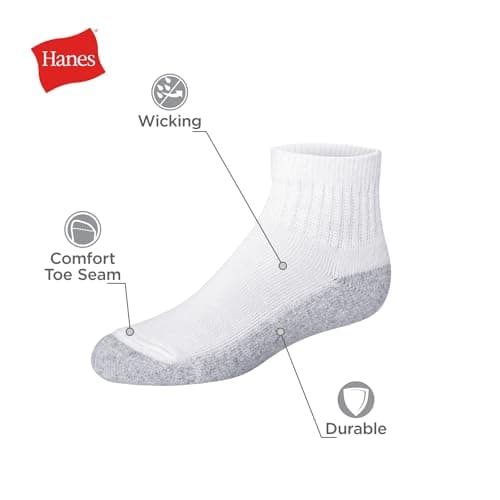 Hanes Boys' Ankle Socks, 14 Pairs, Stretch-Cotton Socks for Boys, Moisture-Wicking, Cushioned — view 2