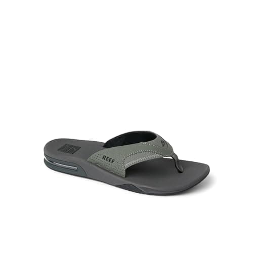 Reef Fanning Mens Bottle Opener Flip Flop, Arch Support, Durable Outsole, Water Friendly, Grey/Black, 10 — view 6