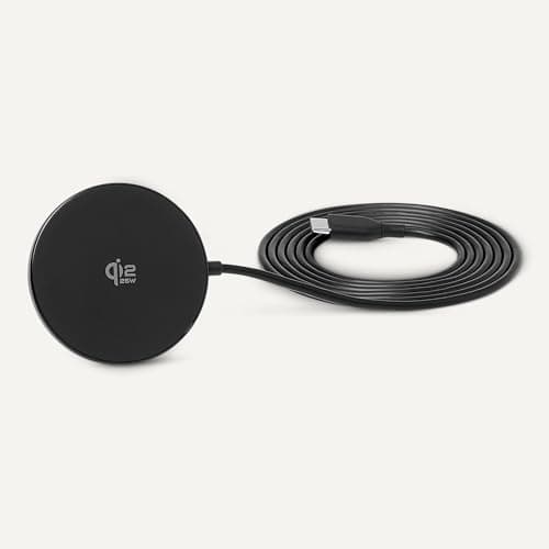 Amazon Basics 25W Qi2.2 Certified Wireless Charging Pad, MagSafe Compatible for iPhone 17/16/15/14/13/12, Magnetic Compatible for Android, Google Smartphones, Black (Adapter Not Included) — view 4