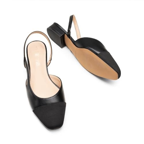 DREAM PAIRS Women's Slingback Ballet Flats,Black-Pu,8 — view 6