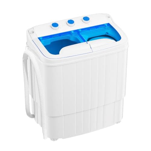 Superday Portable Washing Machine with Upper and Lower Drainage Mode, 16 Lbs Compact Mini Washer and Dryer Combo,Twin Tub Washing Machine Laundry for Apartments RVs and Dorms(Blue)